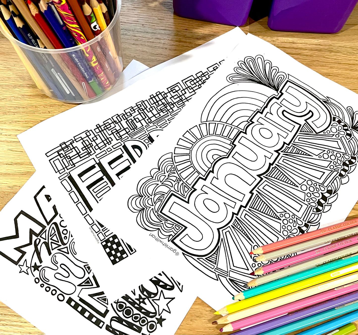 Colouring Pages - Months of the Year