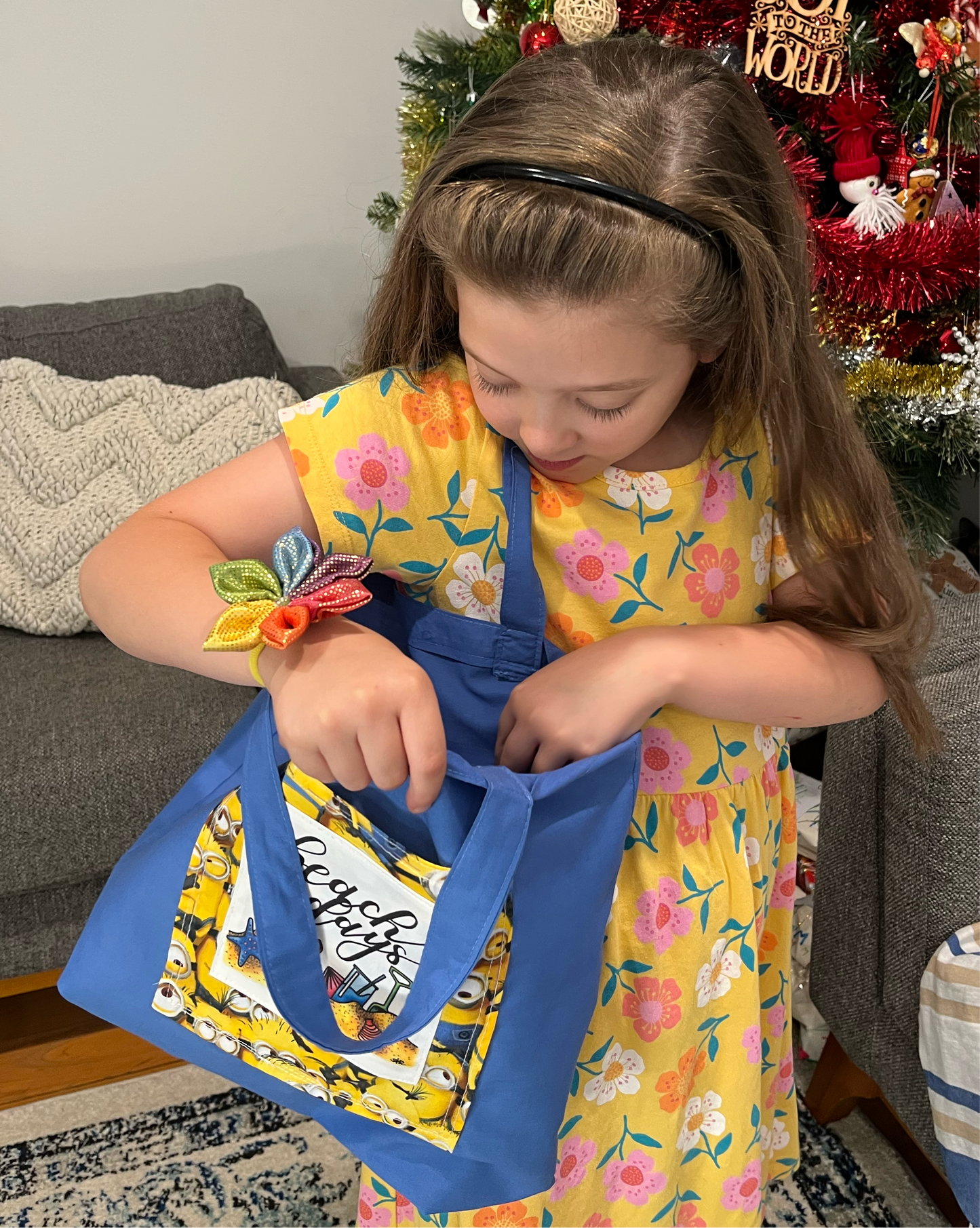 Mini 'Beach Days' Tote Bag - blue with sunnies!