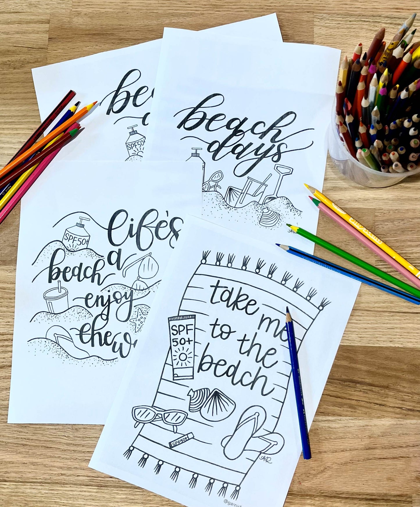 Colouring Pages - Beach pack of 3