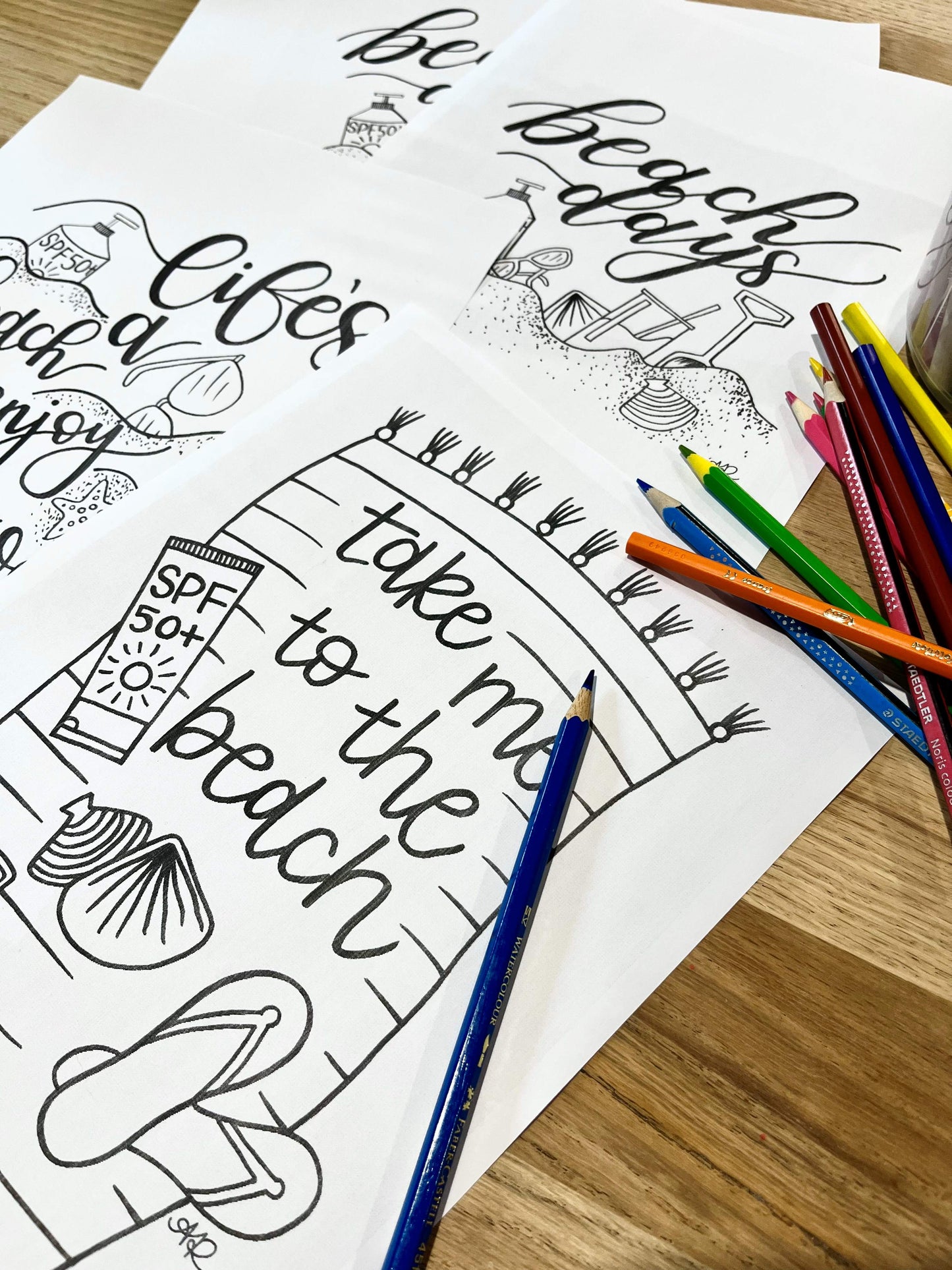 Colouring Pages - Beach pack of 3