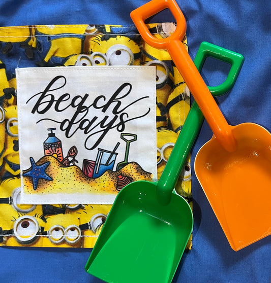 Mini 'Beach Days' Tote Bag - blue with sunnies!