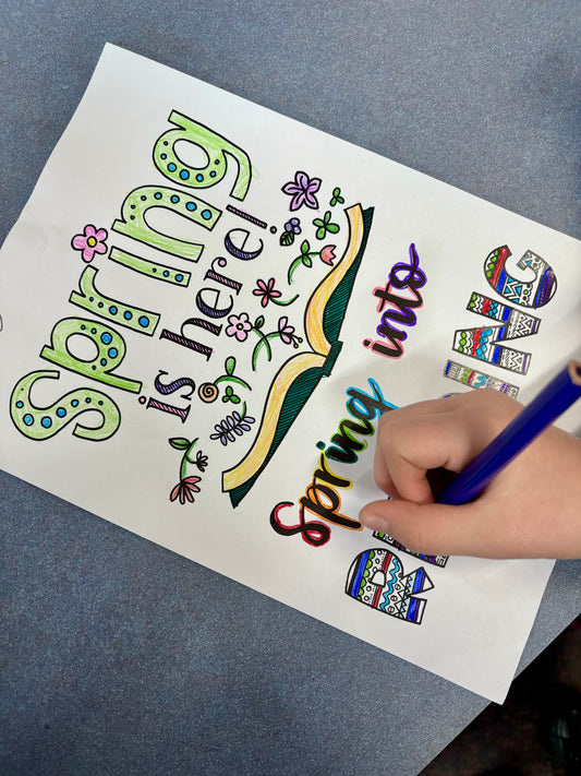 Colouring Page - Spring Reading