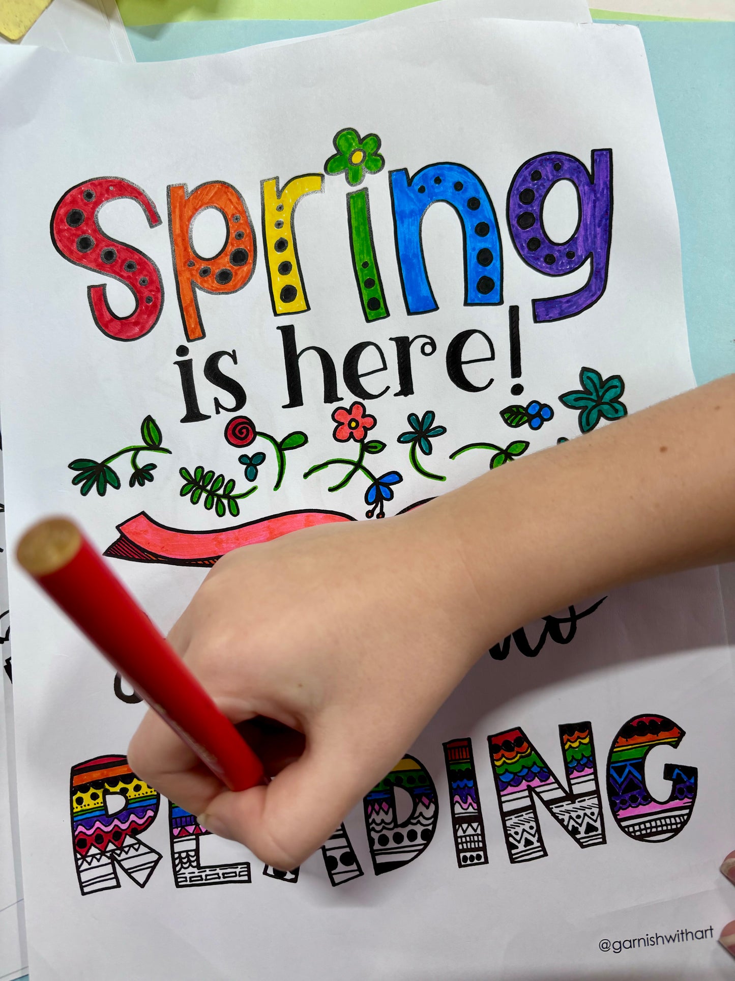 Colouring Page - Spring Reading