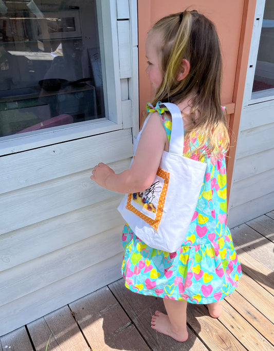 Mini 'Beach Days' Tote Bag - orange with sunnies!