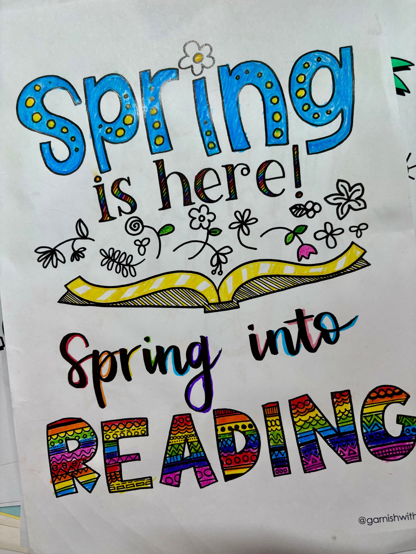 Colouring Page - Spring Reading