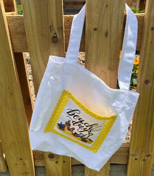 Mini 'Beach Days' Tote Bag - yellow with sunnies!