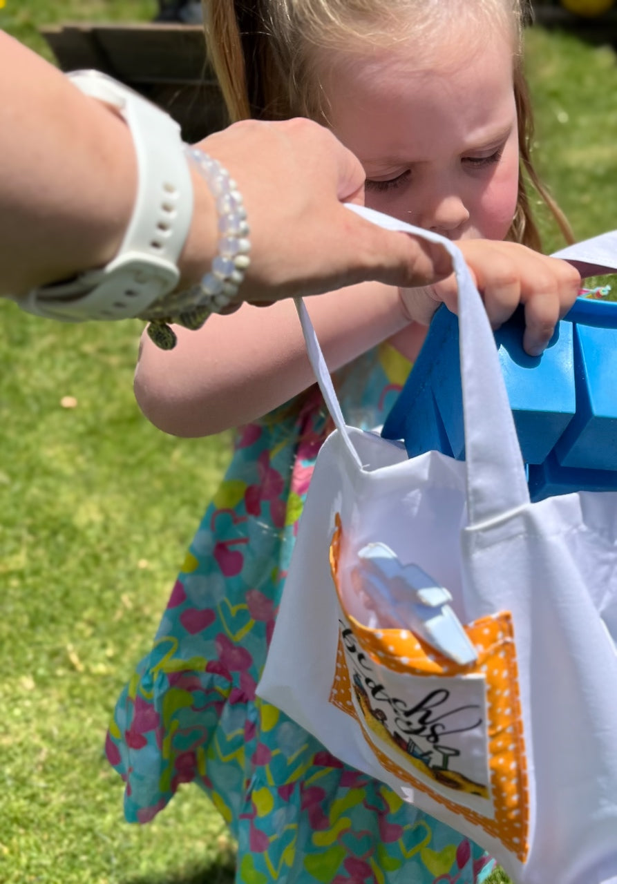 Mini 'Beach Days' Tote Bag - orange with sunnies!