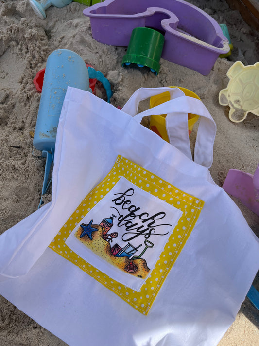 Mini 'Beach Days' Tote Bag - yellow with sunnies!