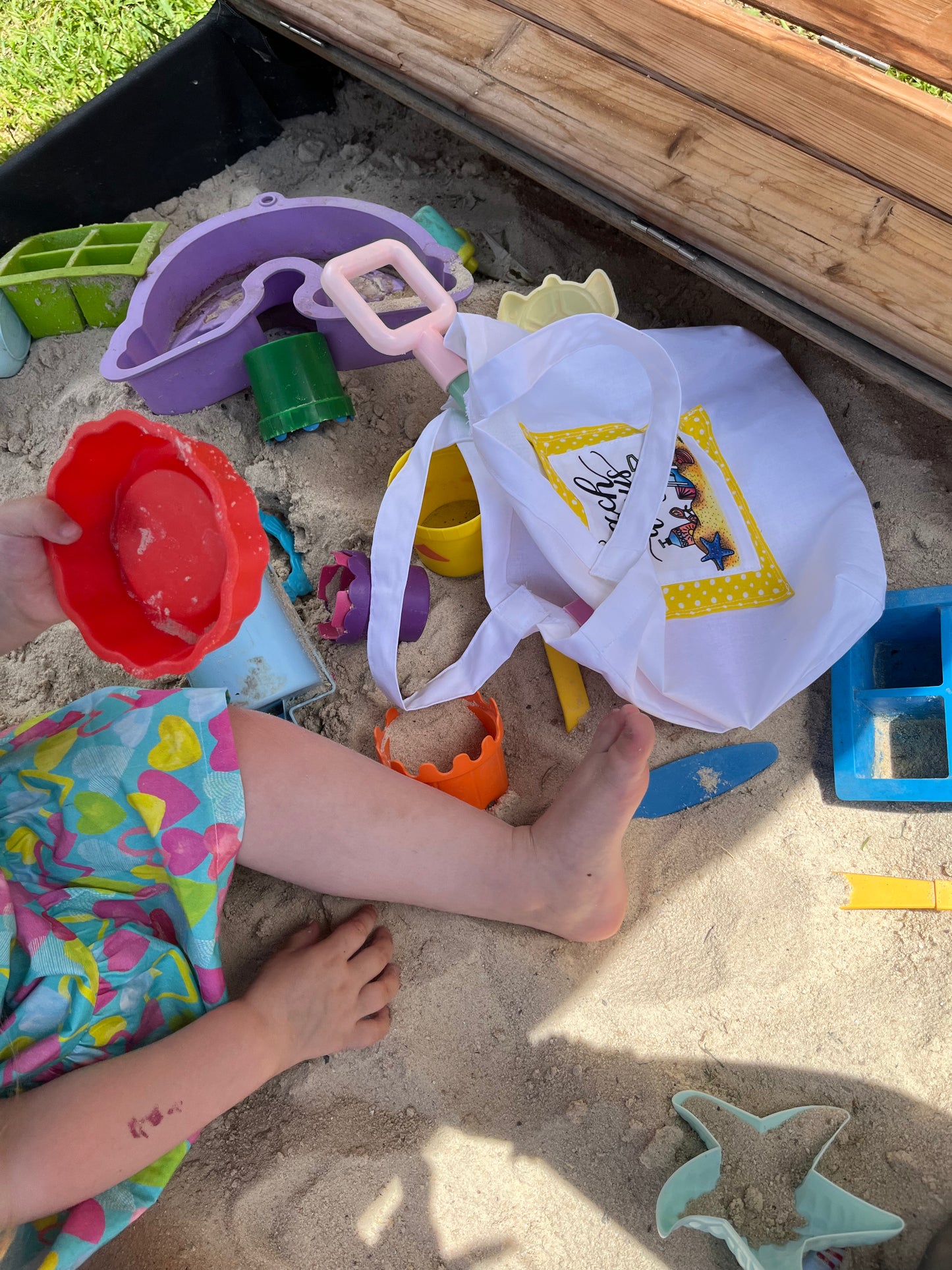 Mini 'Beach Days' Tote Bag - yellow with sunnies!
