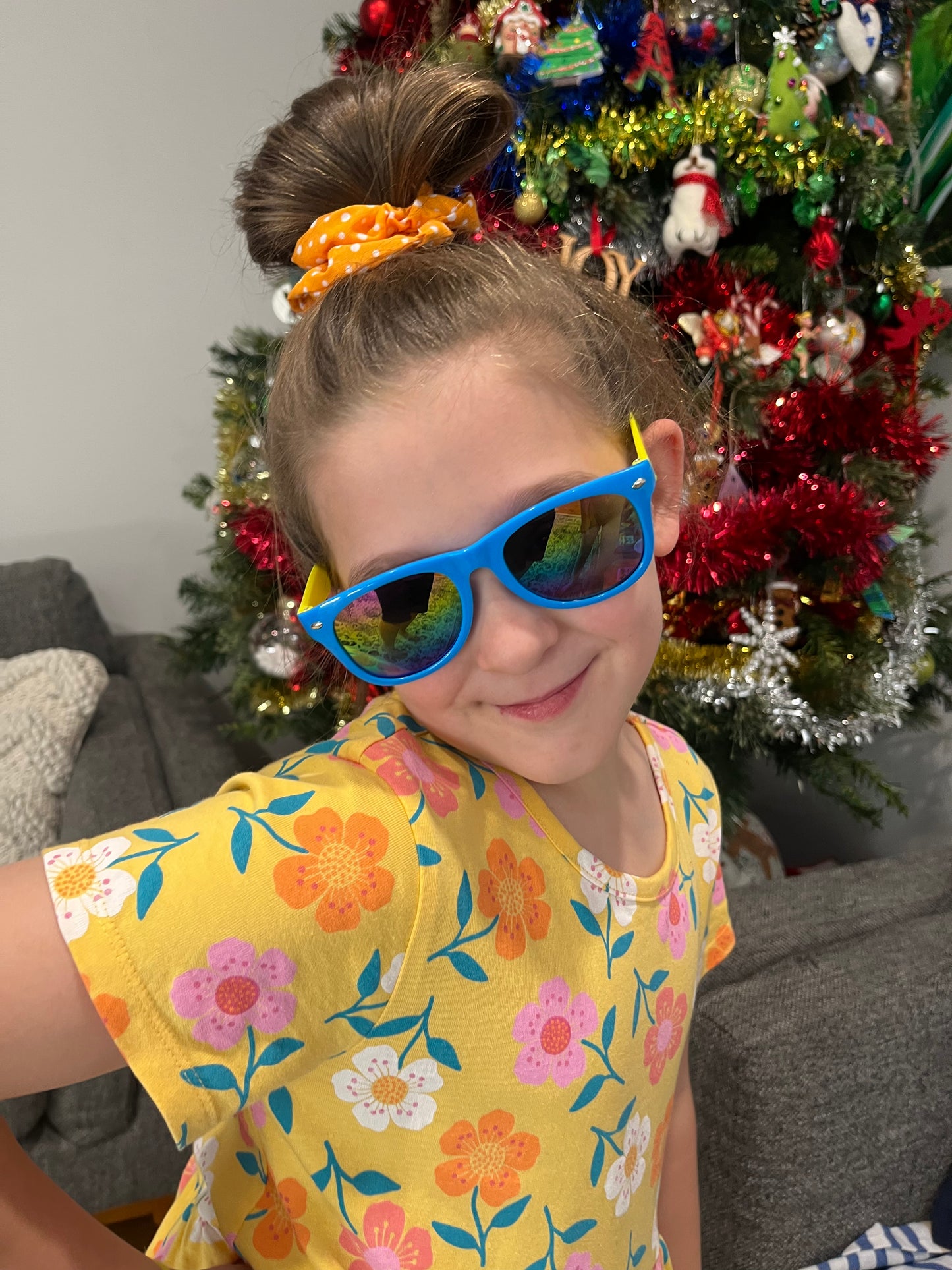 Mini ‘Beach Days’ Tote Bag - yellow and orange and sunnies! Longer strap