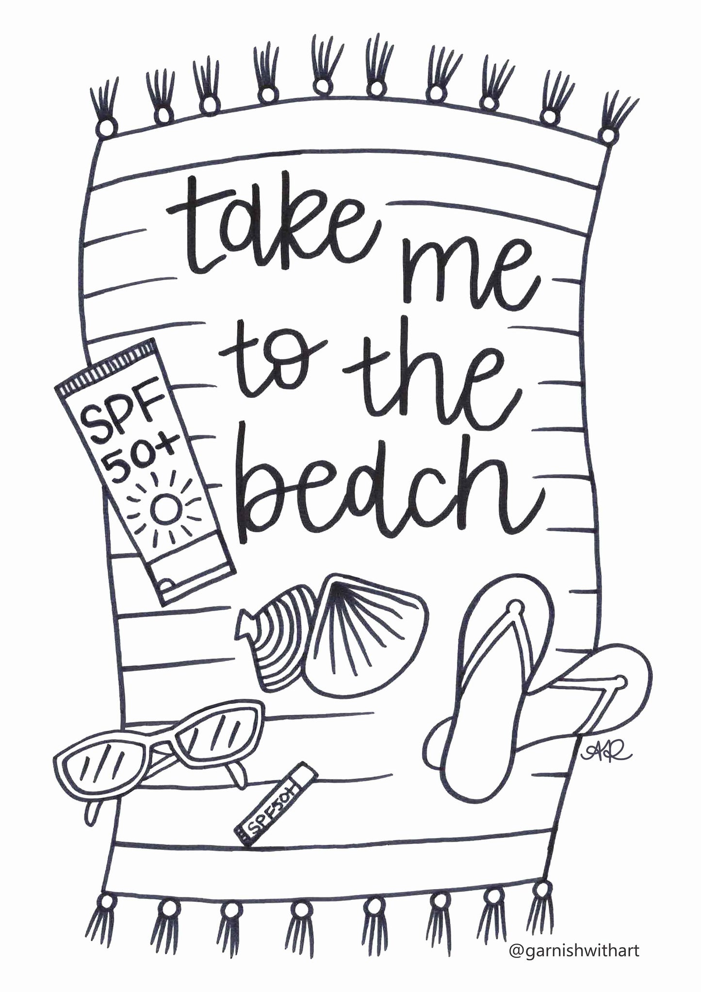 Colouring Page - Take me to the Beach