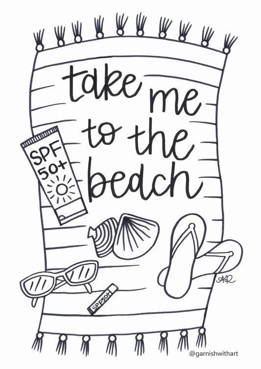 Colouring Page - Take me to the Beach